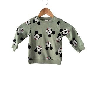 H&M Disney Green Mickey Mouse Sweatshirt 18 Months